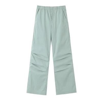 China 2023 New Summer Women's Loose Nylon Straight Sports Mid-waist Breathable Casual Pants Solid Color Pants For Women for sale