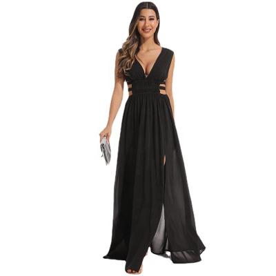 China 2023 Fashion New Custom Female Sexy Deep V Neck Long Dress Anti-wrinkle Backless Skirt for sale