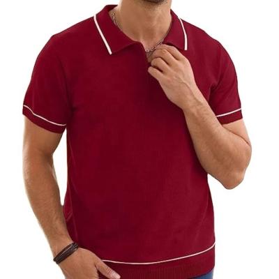 China Custom Luxury Short Sleeve Breathable Retro Mens Clothing Polo Shirts Knitted Mens Polo Shirts Mens Polo Shirts With Stripes for sale