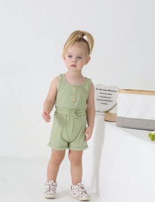 China Custom Girls Clothing Anti-wrinkle Ribbed Vest Shorts Sleeveless Sportswear 2 Piece Summer Baby Clothing Set for sale