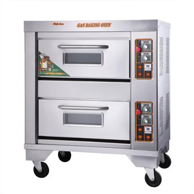 China New 2022 Large Industrial Commercial Bakery Gas Double Decks 2 Trays Gas Ovens For Pizza for sale