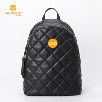 China Other VLEAD Custom OEM Fashion Women Backpack Plaid Stitched PU Vegan Leather Casual Bag Trendy for sale