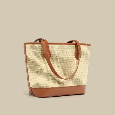 China Fashion Guangzhou Women's Handbags Vendor Handbags OEM Customized Logo Raffia Woven Tote Bag for sale