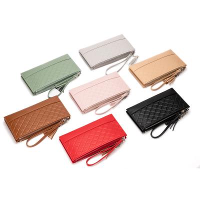 China Fashion PU Multicard Wallet Ladies Women Money Designer Leather Purses With Card Holders Custom Fashion Zipper Clutch Bag Along for sale