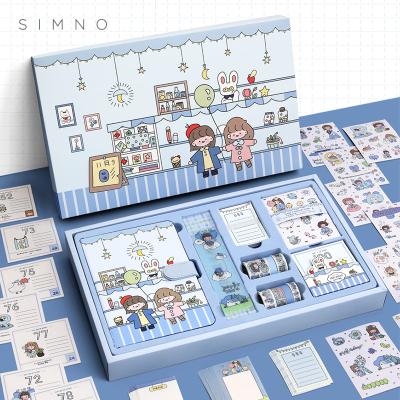 China Creative Magnetic Children's Diary Planner Student Hand Ledger With Tape Sticker Cute Gift Box Buckle Hardcover Book Notebook for sale