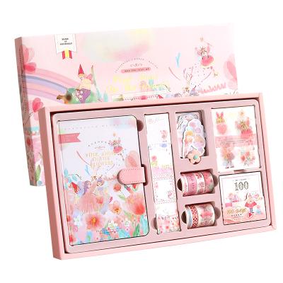 China Hardcover Fairy Tale Notebook with Tape Paper Hand Book Gift Set Pink Girl Diary Student Stationery Products for sale