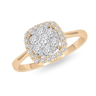 China 18K gold + 18K diamond gold 0.50 carats T.W. Diamond Brilliant Mix Ring for sale