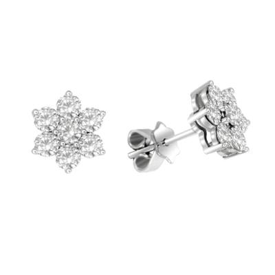 China 1.00 Carat of 18K Gold + Diamond 18K Gold T.W. Diamond Brilliant Mix Earrings for sale