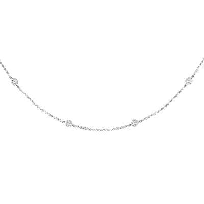 China 1.00 Carat of 18K Gold + Diamond 18K Gold T.W. Diamond The Trendy Minimalist Necklace for sale