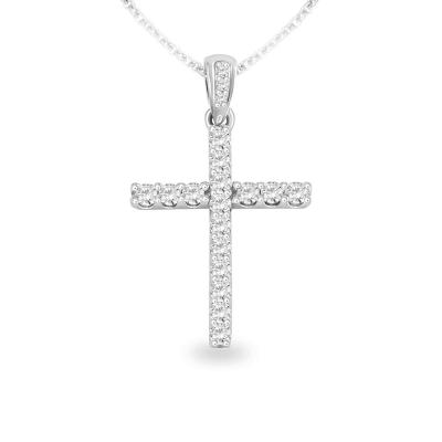 China 18K gold + 18K diamond gold 0.25 carat T.W. Diamond Cross Pendant for sale