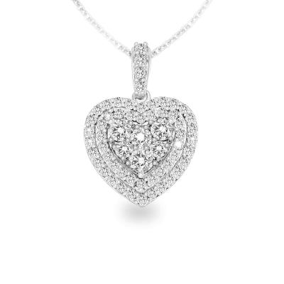 China 1.00 Carat of 18K Gold + Diamond 18K Gold T.W. Diamond Heart Pendant for sale