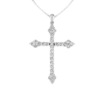 China 1.00 Carat of 18K Gold + Diamond 18K Gold T.W. Diamond Cross Pendant for sale