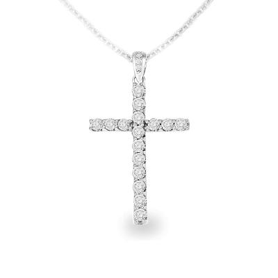 China 18K gold + 18K diamond gold 0.50 carats T.W. Diamond Cross Pendant for sale