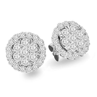 China 18K Gold + 18K White Gold Diamond Gold + Diamond Claw Setting Luxury Circle Earrings for sale