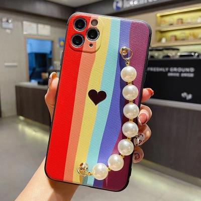 China 360 Degree Epoxy Transparent Tarpaulin Phone Case Fashionable Anti-fall Pearl Bracelet for sale