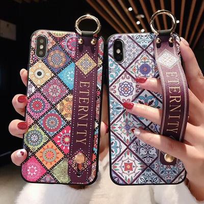 China Anti-fall fashion phone cover with strap for 12promax 8plus cover 11promax case soft silicone phone case 12mini for sale