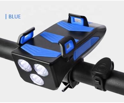 China Multifunctional Rechargeable 4 IN 1 Bike Light 400 Lumens Bike Bicycle Front Light FT4-1 Flashlight Bicycle Horn Phone Holder Power Bank for sale