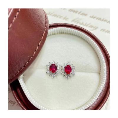 China Fashion Elegant Romantic Ruby Snowflake Stud Earrings Natural for sale