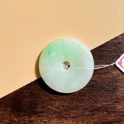 China Burma Jade 26*4mm Religious Natural Circle/Donut/Coin/Disc Jade Pendant Necklace Genuine Certified Type Jadeite Jewelry for sale