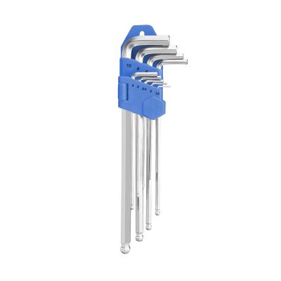 China Fuction Tool 9pcs Ballpoint Pen Hex Wrench Tool Kit Multi Extra Long Arm Design With Chrome Vanadium Steel Heat Treatment Grade Wrench Industrial Tool for sale