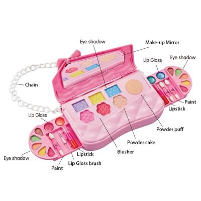 China Skin Friendly; Washable Children Cosmetic Make Up Kit Toys Non-Toxic Pretend Play Set Shoulder Bag Design Makeup Toy for sale