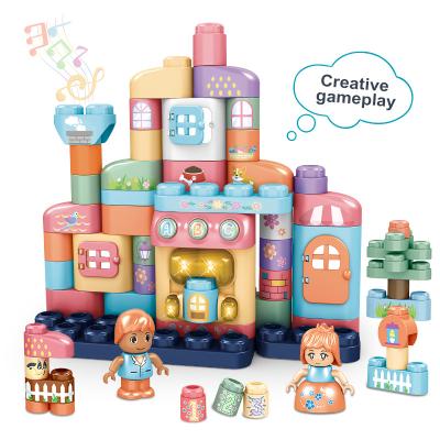 China Developmental Intellectual Enlightenment Plastic Toys Building Block Large Size For Children Educational Toy 65 Pcs With Sound And Light Music Box for sale