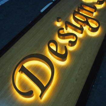 China Buildings Low Price Mirror Gold Face 3D Stainless Steel Backlit Acrylic Led Letter Sign for sale