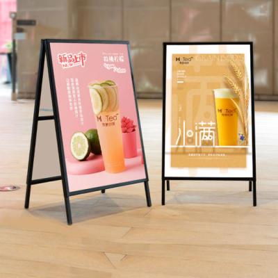 China Easy Install Drink Shop Sign Free Standing Stable On Board Poster Display Stand With Aluminum Snap Frame for sale