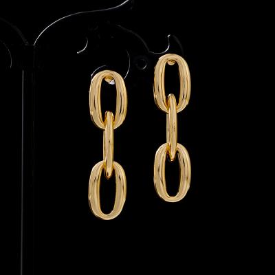 China TRENDY 0.05 Micron 18k Real Gold Plated Fashion Jewelry High Quality Women Chunky Link Chain Drop For Dangle Earrings for sale