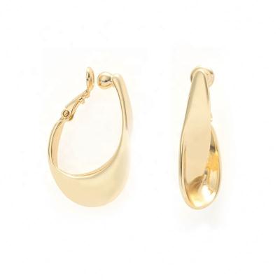 China Small CLASSIC Geometric Gold Hoop Earrings For Women 14K18K Chunky Cuban Hoop Earrings Real Gold Plated For Girls for sale