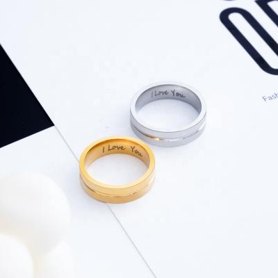 China Wholesale CLASSIC Name Letter Copper Ring Wedding Engagement Couples Ring For Women Men Gold Jewelry Silver Ring for sale