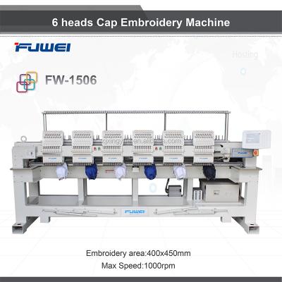 China Fuwei 6 flat/cap/T-shirt embroidery machine heads computerized embroidery machine for tajima embroidery machine price for sale