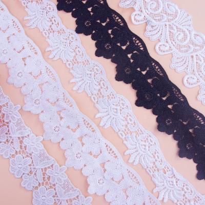 China Viable High Quality Stock SJ-RKL1002 Lots Milk Silk Lace Trim Flower Design Scalloped Lace Trims For Apparel Decoration for sale