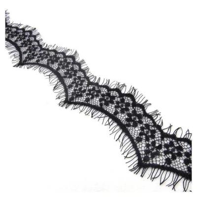 China Wholesales Water Soluble New Fashion 6cm Black Eyelash Lace Trim For Lady Dress for sale