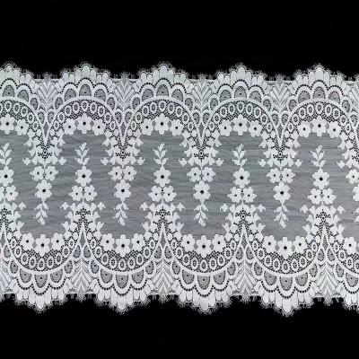 China Factory New Elegant White Eyelash Lace Stretch Lace Fabric 30cm Water Soluble Design For Lingerie for sale