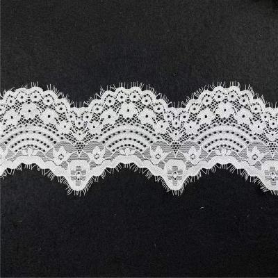 China Wholesales Water Soluble New Fashion 7cm White Eyelash Lace Trim Stretch Lace For Lady Dress for sale