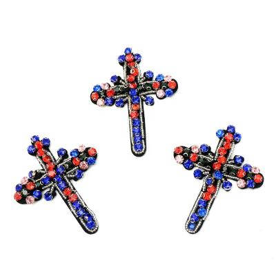 China Stock Wholesale Handmade Beaded Cross Patches Hand Beaded Applique For Shoes Clothing for sale