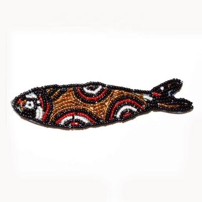 China Handmade Wholesale Novelty Accessories For Shoes Hand Beaded Embellishments For Bag Custom Fish Design Apparel Beaded Appliques for sale