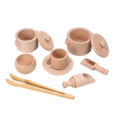 China Educational DIY Toys Waldorf Play Sensory Tool Kit Loose Parts Scoops Wooden Bowls Trash Bin Tools Kitchen Sensory Toys For Kids for sale