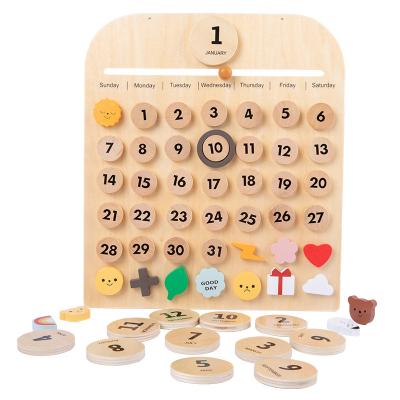 China Educational DIY Toys Homeschool Natural Home Montessori Calendar Wooden Magnetic Handmade Study Tool for sale