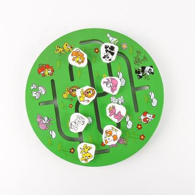 China Wooden Woden Maze Toy Early Educational Classic Cartoon Board Game Animal Board for sale