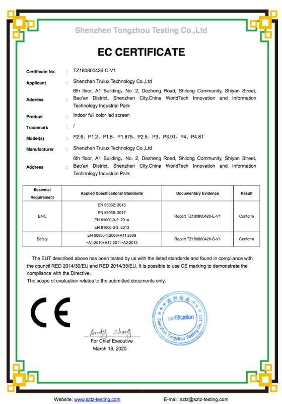 CE - Shenzhen Trulux Technology Co., Ltd.