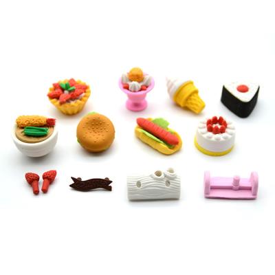 China Environmental friendly/removable 3D factory direct sales promotion cake gum TPR material food cake shape eraser for sale