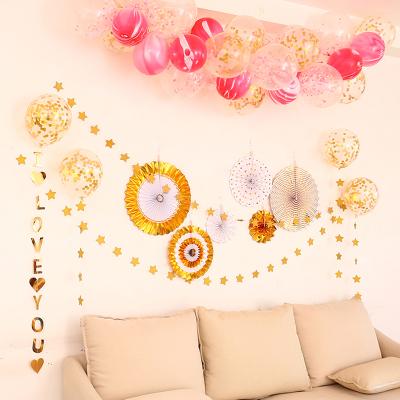 China Best Selling Romantic Flowers Hanging Papers Fan Wall Decorations Paper Crafts Wedding Supplies for sale