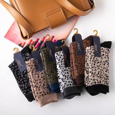 China Disposable 6 Colors Fashion Animal Print Retro Causal Cotton Women Socks for sale