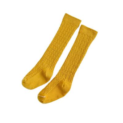 China Anti-Fault 6 Solid Colors Hemp Texture Knee High Boy Baby Girl Custom Print Socks for sale