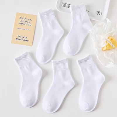 China High Quality Anti-foul Cotton 100% Running Students School Socks Soft Comfortable Sports Kids Pure White Socks for sale