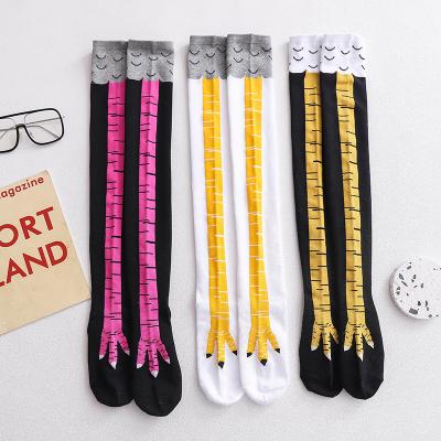 China Custom Made Anti-Fault 3D Printing Cute Happy Socks Cotton Women Cosplay Long Animal Men's Chicken Feet Socks Breathable Calf's Knee High for sale