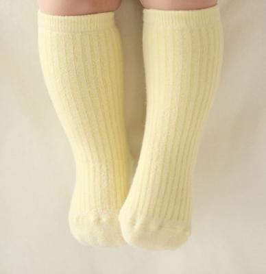 China Girls Antibacterial Yellow Cheap Socks Set Organic Cotton Knee High School Girls Long Socks for sale