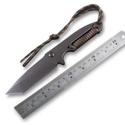 China Hunting Knife D2 Titanium Coating Outdoor Survival Fixed Blade Knife Camping Army Military Knife for sale